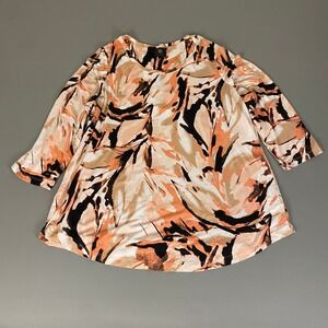 JM Collection Tunic Blouse Women's Plus Size‎ 1X Top 3/4 Sleeve Abstract Print